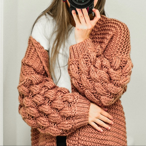 LAST ONE 🍂The HAILEY Chunky Cardigan - MAUVE - Picture 3 of 8